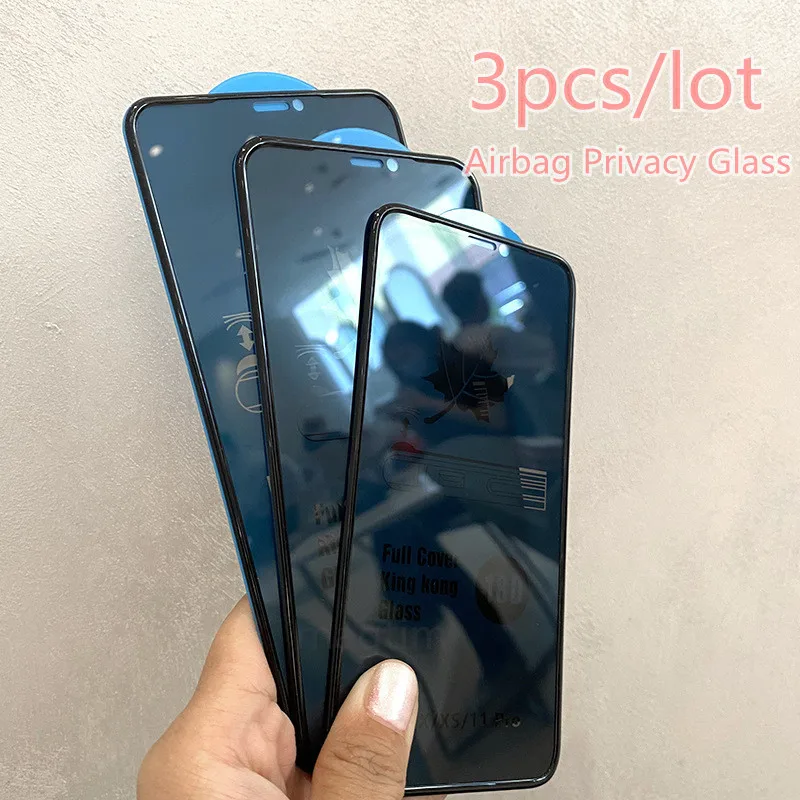 

3PCS Airbag Privacy Screen Protector For iPhone 11 12 13 Pro MAX Shatterproof Tempered Glass For iPhone XS MAX XR 7 8 plus Film