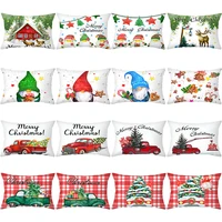 cartoon christmas dwarfs decorative pillowcase red truck tree print pillowcovers polyester cushion cover 3050 living room decor