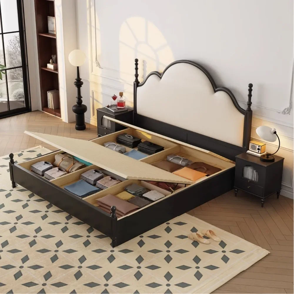 Кровать из цельного дерева в американском стиле модный дизайн главная спальня