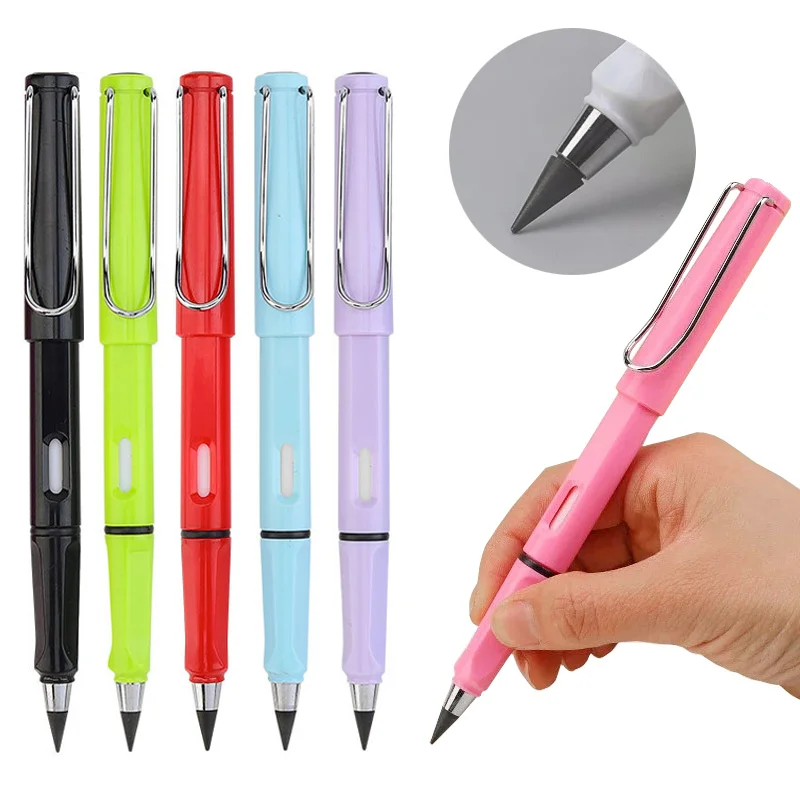 

5pcs Eternal Pencil with 5 Spare Pen Tip Set 0.5mm HB Unlimited Writing Pencils Erasable Pen for Kids Painting Drawing Pencils
