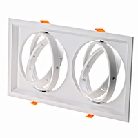 black white square double heads aluminum rotatable downlight ar111 recessed light fitting frame holder ceiling downlight fixture
