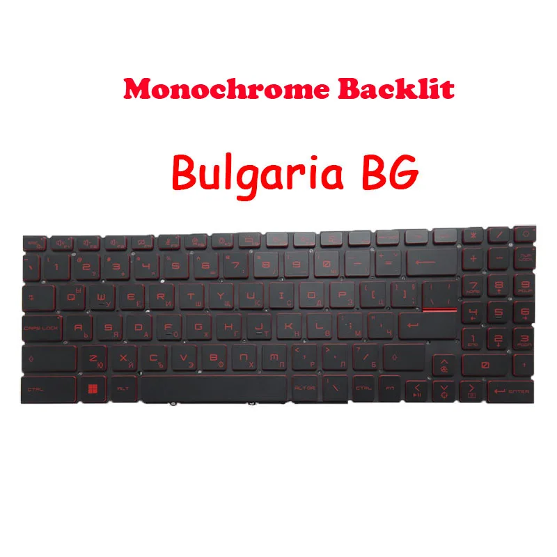 Фото Новая клавиатура CZ TR BG TW с белой и красной подсветкой или без подсветки для MSI Katana GF66 11SC 11UC 11UD 11UE 11UG, без рамки, с красными надписями №1