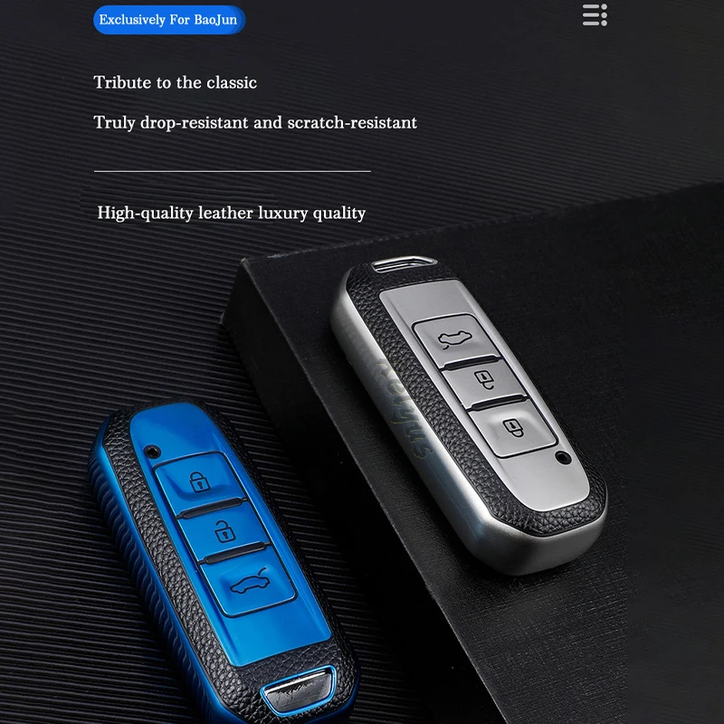 

Кожаный чехол из ТПУ с полным покрытием для автомобильного ключа дистанционного управления, чехол для Baojun 510, 730, 360, 560, 530, Аксессуары Для Wuling ...