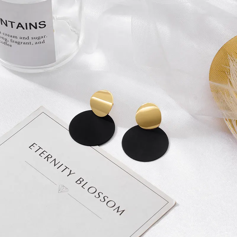 POXAM New Korean Statement Earrings for women Black Cute Arcylic Geometric Drop Small Female Earrings Brincos 2022 Trend Jewelry