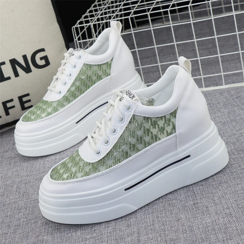 

Height Increase 8cm Women's Shoes Korean Version Summer Mesh Breathable White Shoes Thick-soled Muffin Casual Shoes Mesh Sneaker