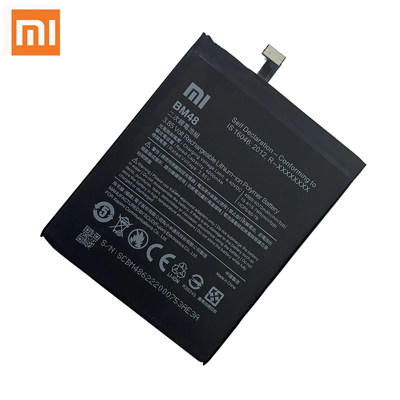 100 orginal xiao mi bm48 4000mah battery for xiaomi note 2 note2 high quality phone replacement batteries free global shipping