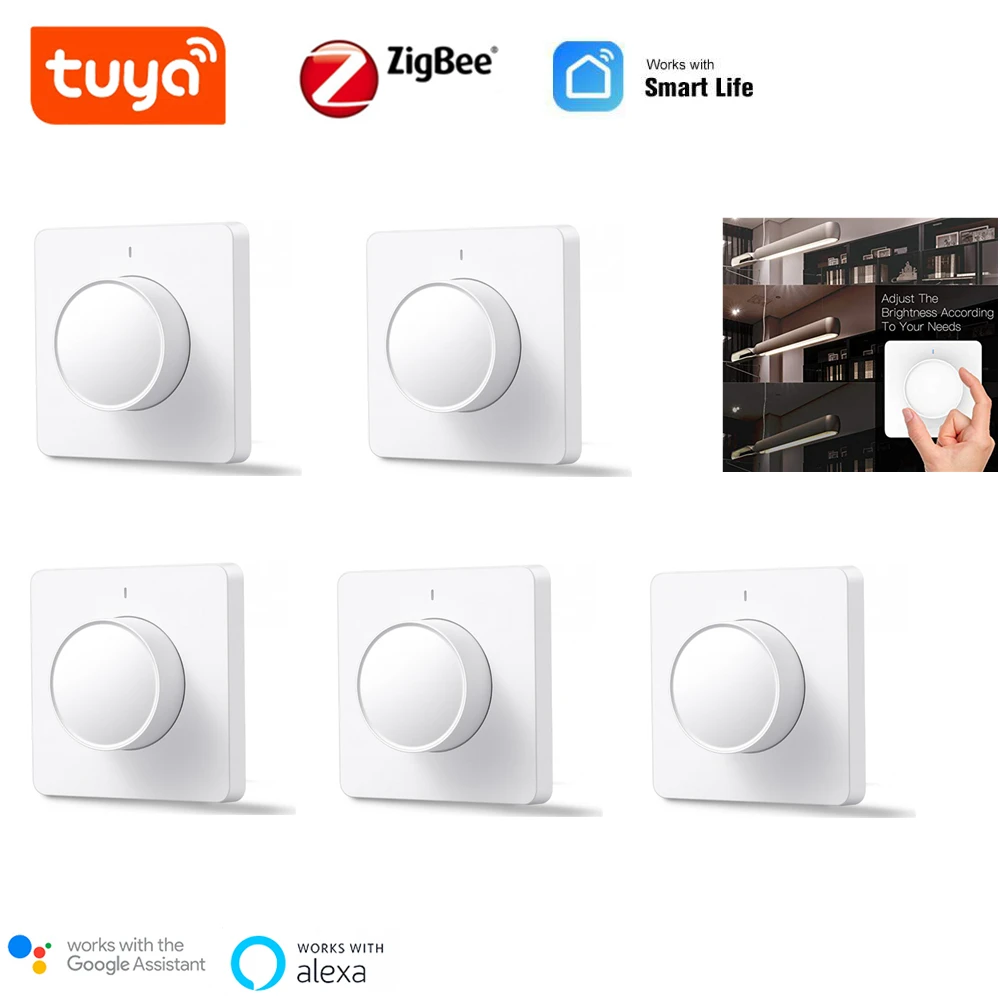 

Tuya беспроводной переключатель Zigbee, умный светильник, диммер, модуль домашней автоматизации, приложение для голосового управления, работает...