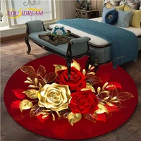 cute rose flower pattern area rug round floor mat living room carpet bathroom kitchen rug doormat