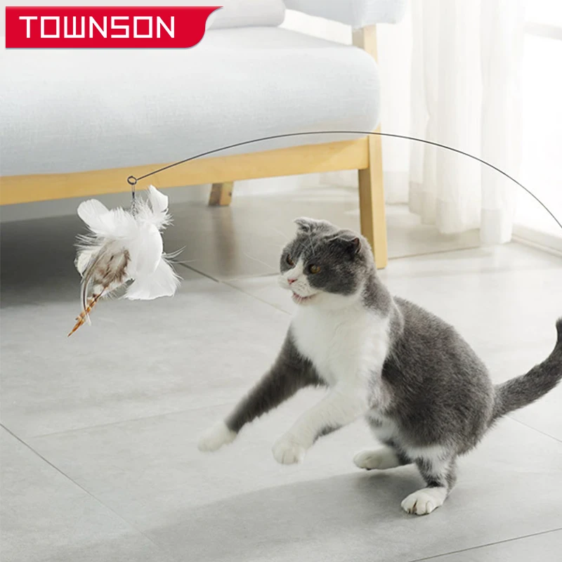 

Funny Cat Stick Simulation Bird Feather with Bell Cat Teaser Toys Interactive Cat Toy Kitten Playing Teaser Wand Cat Supplies