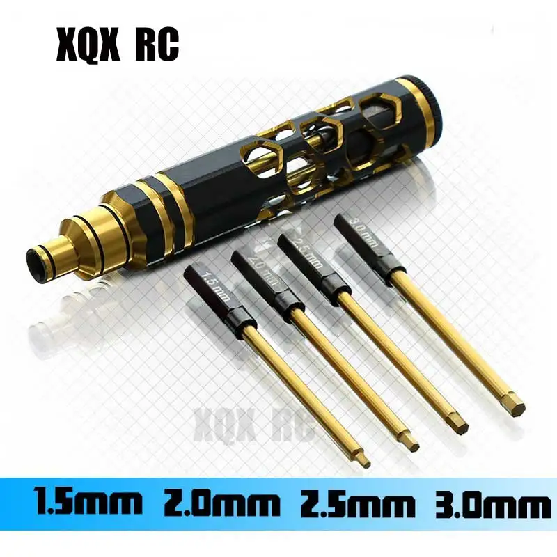 4 in 1 Magnetic Screwdriver with 1.5 2 2.5 3.0mm Bits Allen Key Hex Screws Wrench Tool for RC Car Crawler Boat FPV Drone Repair