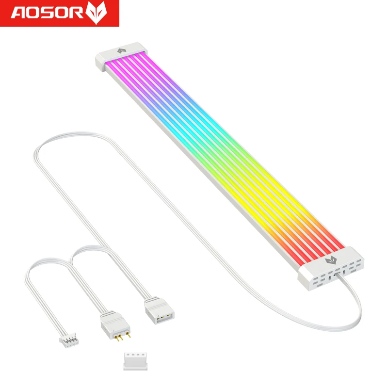 COOLMOON AOSOR PC Case PSU Extension RGB Cable 5V 3PIN*2+4PIN Neon Color Line ARGB Streamer Transfer Adapter M/B 3Pin SYNC |