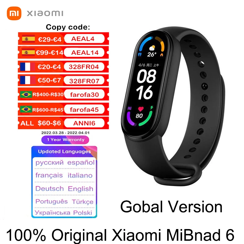 

[World Premiere] Xiao mi Smart Wristbands M6 Smart Watch For Man Original Sports Bracelet Heart Rate Fitness Tracker Miband 6