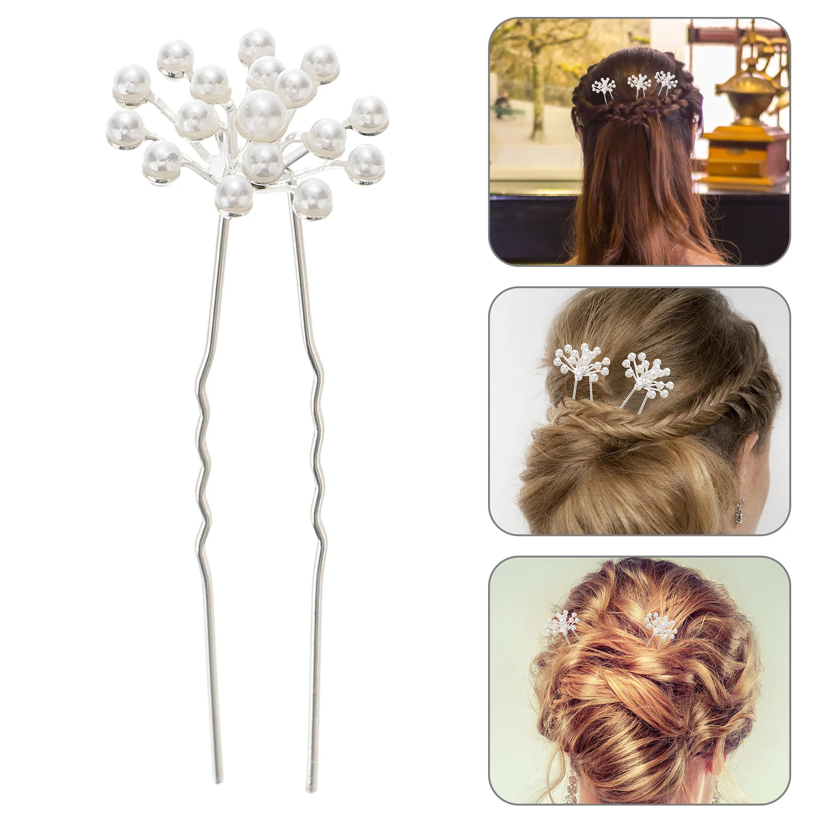 

Hairu Crystal Bridal Updo Flower Pearl Shaped Hairpins Rhinestone Barrettes Wedding Clips Pin Sticks Clipbun Bobby Fork Chignon