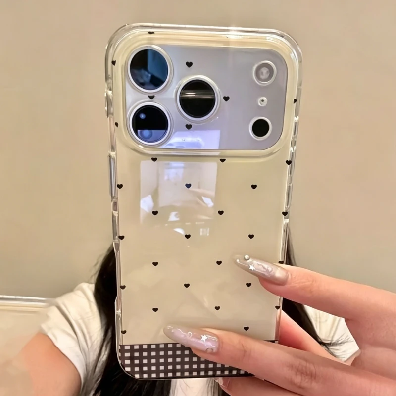 Фото Коричневый чехол для телефона с клетчатым узором в виде сердец для iPhone 17 16 15 Pro 14 13 12 11 Pro Max, модный противоударный чехол-накладка №4