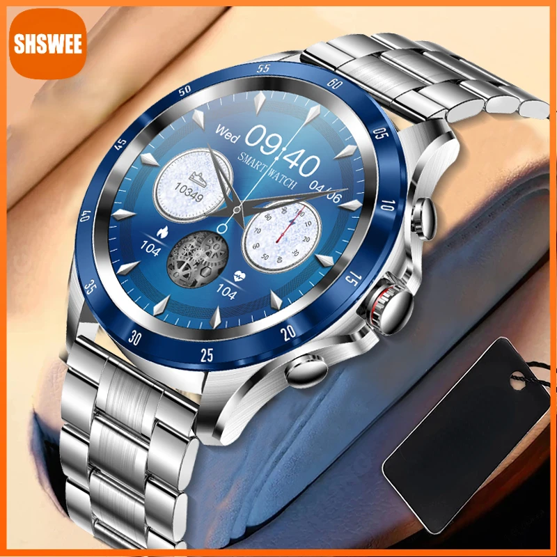 

For Huawei Xiaomi Bluetooth Call Smart Watch Men 360*360 Screen Music Player Stainless Steel Watch Band Men Smartwatch