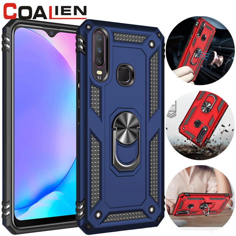 

COALIEN Shockproof Phone Case For VIVO Y17 Y15 Y12 X21 X23 X27 Anti-Fall Ring Car Stand Protection Cover For VIVO NEX V15 Pro