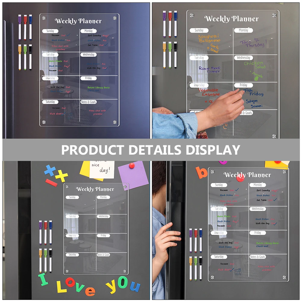 Магнитная доска Еженедельный планировщик многоразовая для сухого стирания