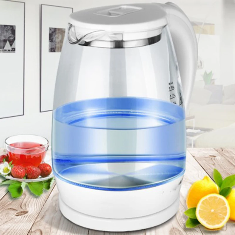 

Electric Kettle Teapot Quick Heating Hot Water Boiling Tea Pot Glass Blue Light Heating Kettles Auto-Power Off Boiler