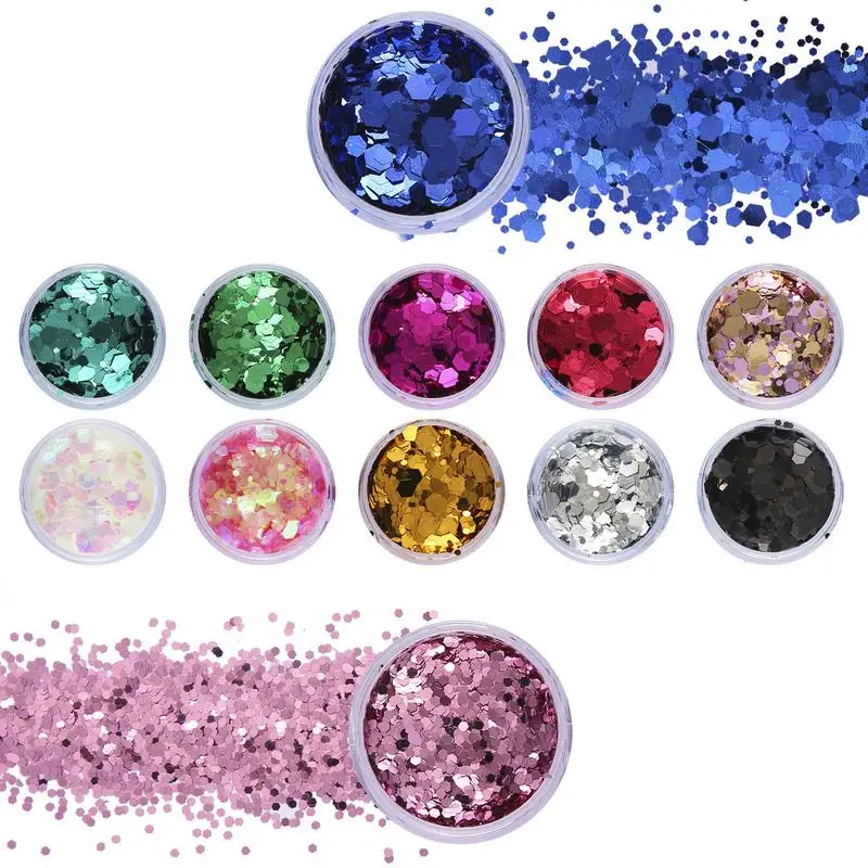 

Body Glitters 12 Pieces Face Body Eye Hair Nail Glitters Chunky Cosmetic Glitters For Body Face Hair Nails Festival & Halloween