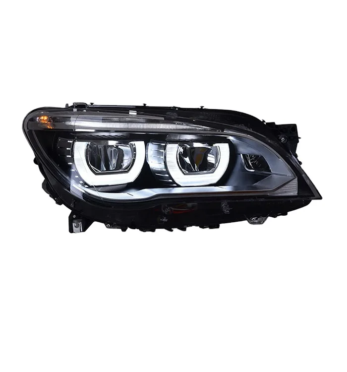 

ar Headlight Assembly For 7 series F02 73 07 40 75 07 60 LED Strip Angel Eyes Head Light 2009-2012year