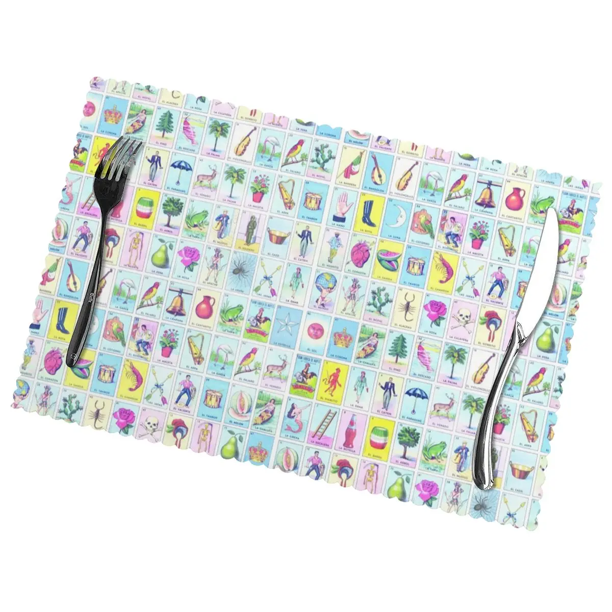 

Loteria Non-Slip Insulation Place Mats for Kitchen Dining Table Washable Placemats Bowl Coaster Cup Mat Set of 6