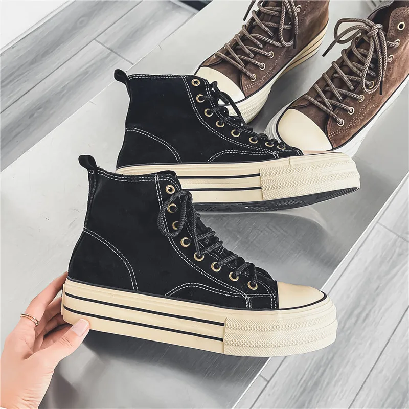 Кроссовки мужские замшевые повседневная удобная обувь на толстой подошве