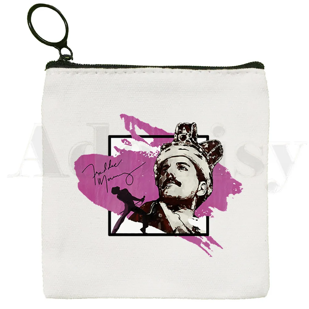 Freddie Mercury The Queen Band Rock Music Coin Purse Illustration Key Case Simple Small Cloth Bag New Creative Coin Purse