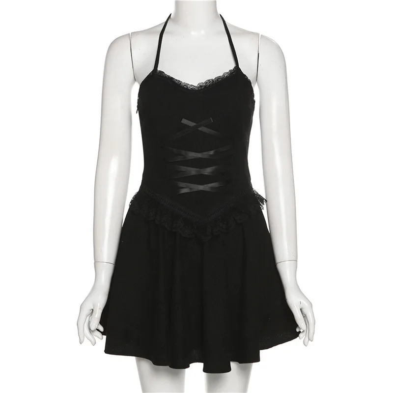 Женское платье с высокой талией привлекательное тонкое модное на бретелях