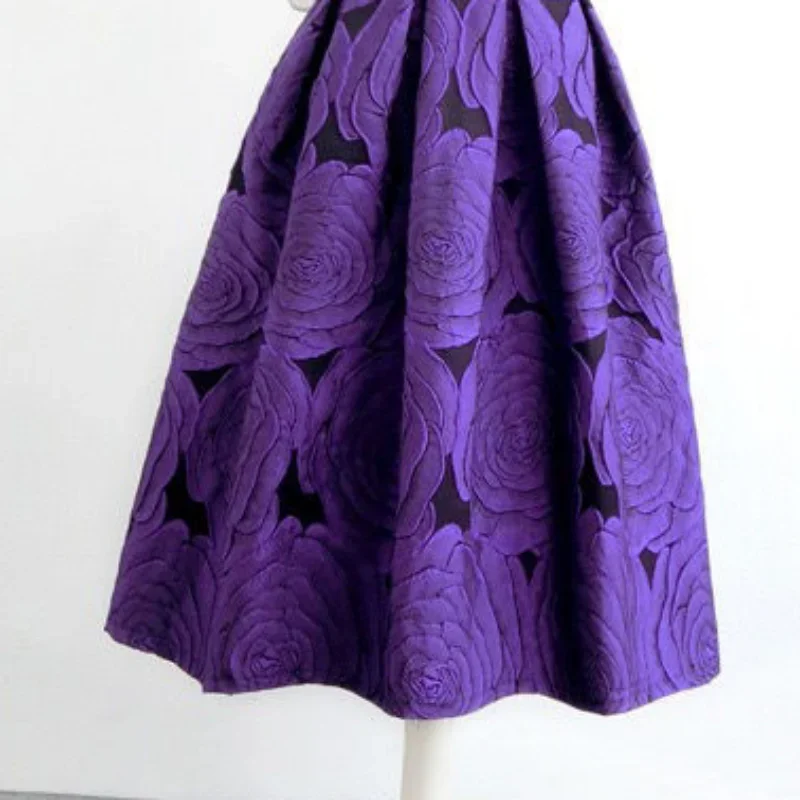 Matakawa вышитые цветочные Faldas Mujer фиолетовые трапециевидные винтажные летние