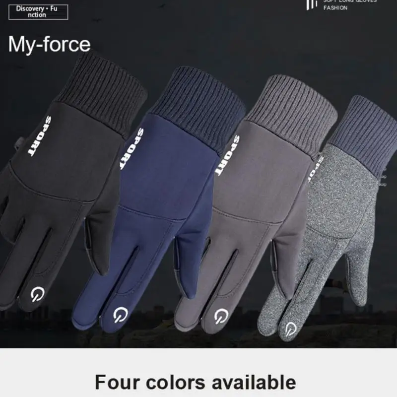 

Winter Full Finger Cycling Gloves Three Layers Of Warmth Windproof Mittens Portable Buckle Anti-slip Warm Touch Screen Gloves