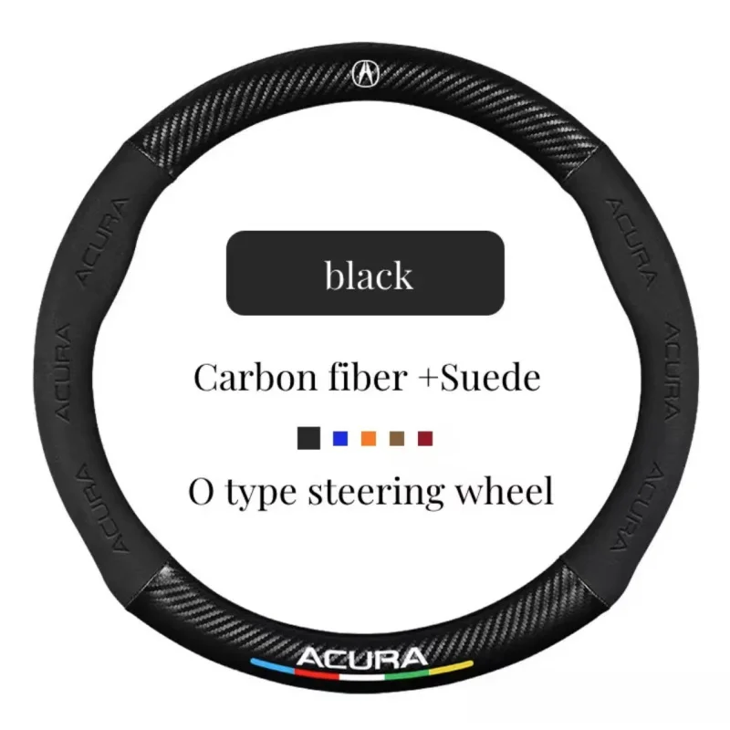 

Car 3D Acura Logo Suede Carbon Fiber Steering Wheel Cover For CDX RDX ILX TLX RLX MDX NSX TL RL CSX TSX ZDX SUV-X Integra Type S
