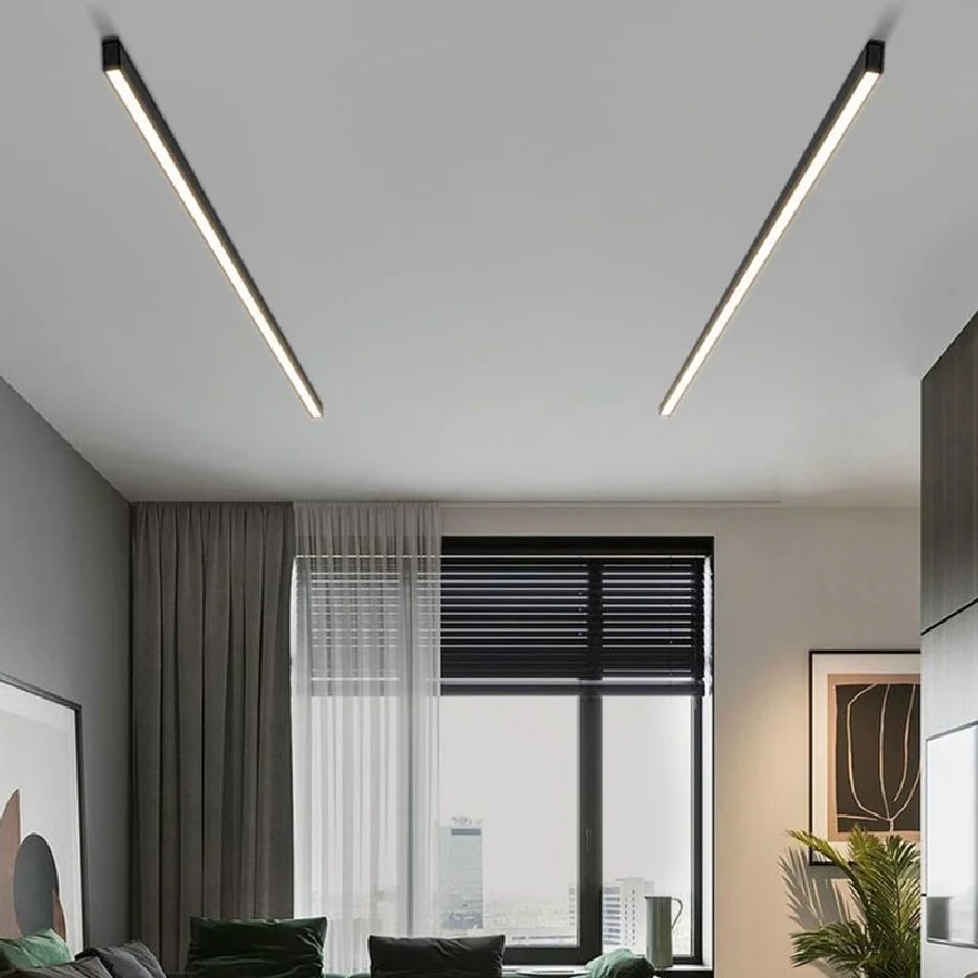 

Современные минималистичные длинные потолочные светильники, светодиодные полосатые люстры, декоративная лампа для коридора, столовой, сте...