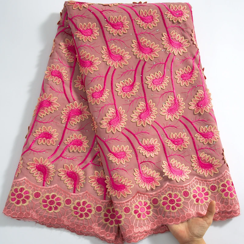 SJD швейцарская вуаль кружева в африканском стиле 3D хлопковая кружевная ткань 2024