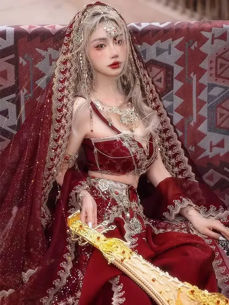 Танцевальное платье дорожный костюм красное принцессы древнего города юбка в