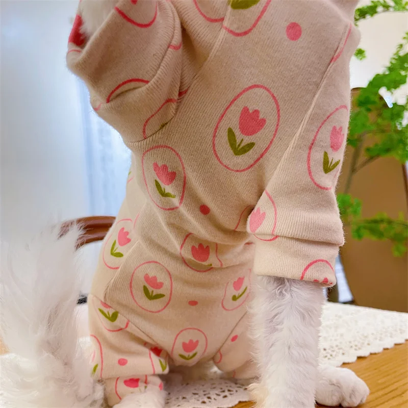 Кошачья одежда Sphynx зимнее пальто с 4 ногами для котят розовая хлопковая теплая