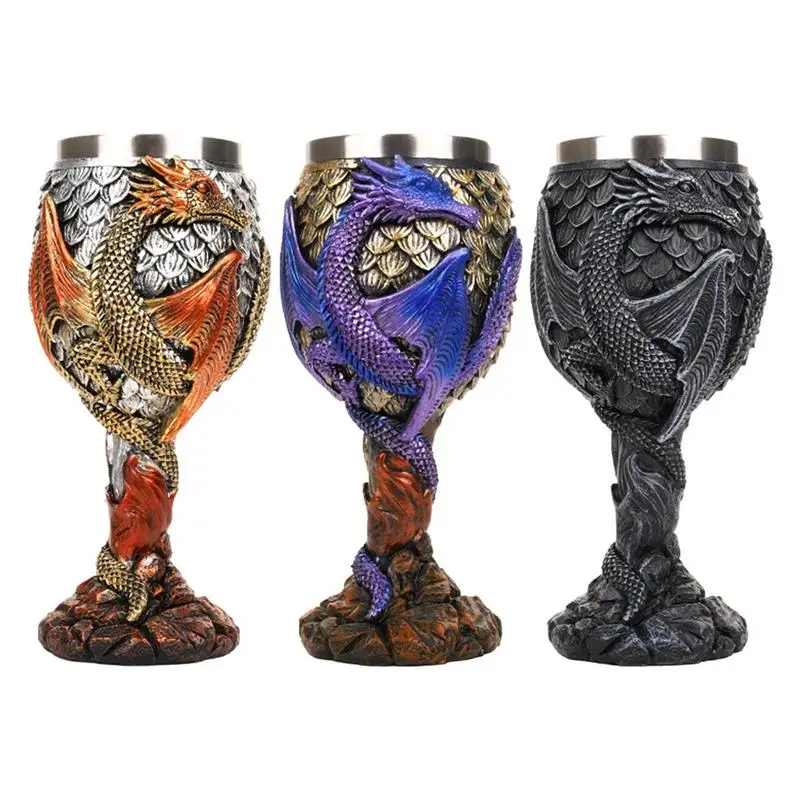 

Creative Dragon Wine Goblet Stainless Steel Medieval Dragon Wine Chalice Glass Halloween Gifts Bar Drinkware Cup Party decor