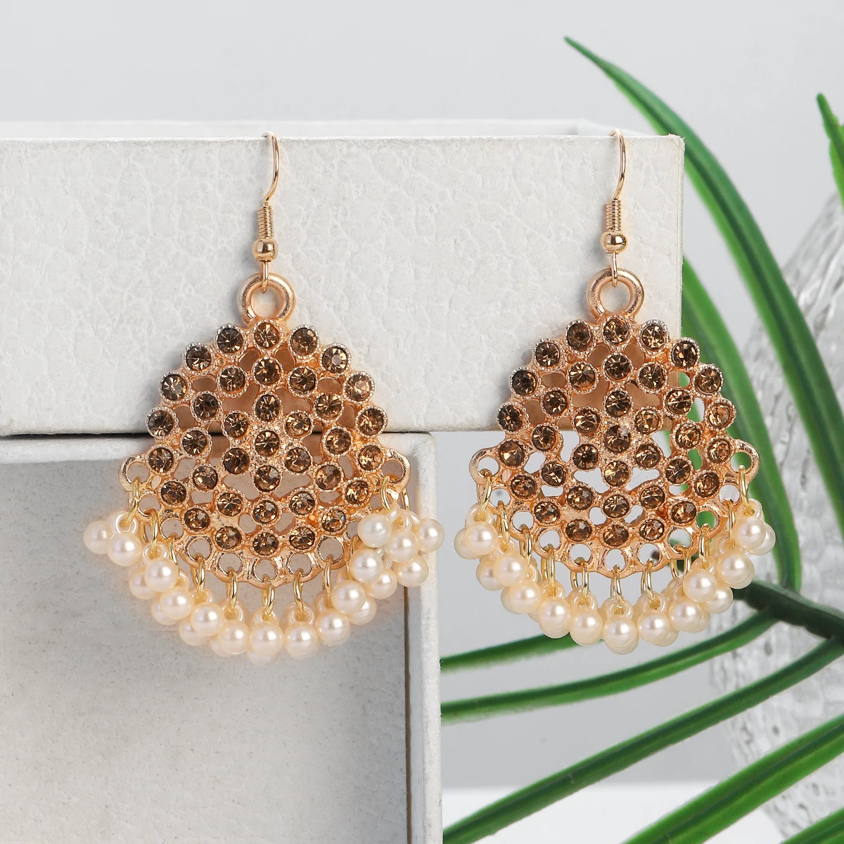 Роскошные круглые висячие серьги индийские бриллиантовые Jhumka Свадебные