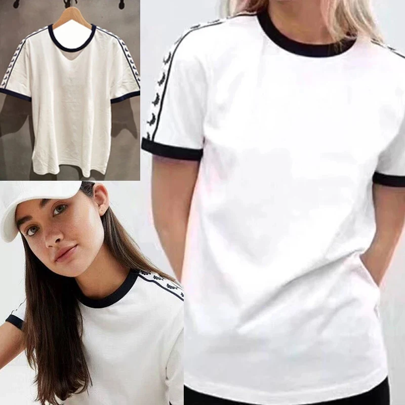 

High Quality FP Women's Cotton Women's Casual Round Neck Women's Classic Wheat Ribbon Printed Top Embroidered T-shirt