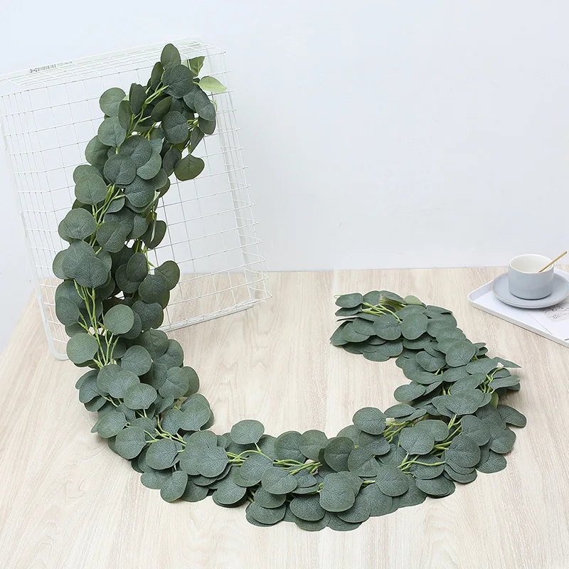 

LuanQI 1M Artificial Vines Fake Plants Green Eucalyptus Leaves Garland Artificial Flowers Rattan Wall Wedding Home Decorations