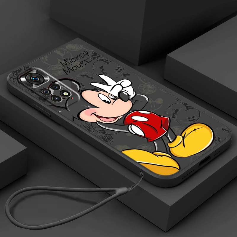 

Cute Disney Mickey Minnie Phone Case For Redmi Note 12 11T 11S 11E 10S 10T 10 9T Pro Plus Liquid Rope Funda Cover