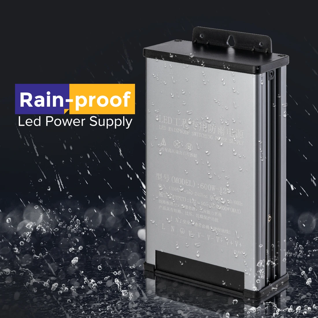 Трансформаторы для освещения, 12 В, 24 В переменного/постоянного тока, импульсный источник питания от AC180V-240V до 12 В, 24 В, IP65, водонепроницаемый уличный источник питания
