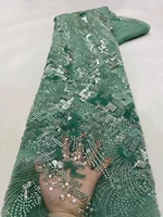 green luxury handmade beads nigerian lace fabric 2022 african french embroidery lace sequins for party dress