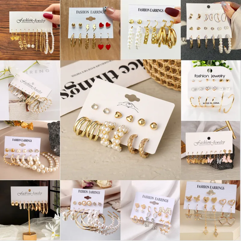 

Simple Rhinestone Pearl Dangle Earrings Temperament Heart Butterfly Ear Jewelry for Women