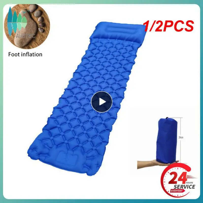 

1/2PCS Outdoor Sleeping Pad Camping Inflatable Mattress Built-in Pump Ultralight Air Cushion Travel Mat With Headrest For Travel