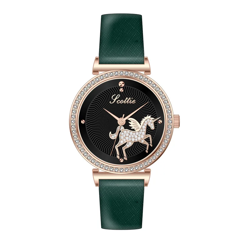 

2022 Luxury Ladies Water Diamond British Japanese Movement Shell Dial Leather Waterproof Fashion Women Watches Relogio Feminino