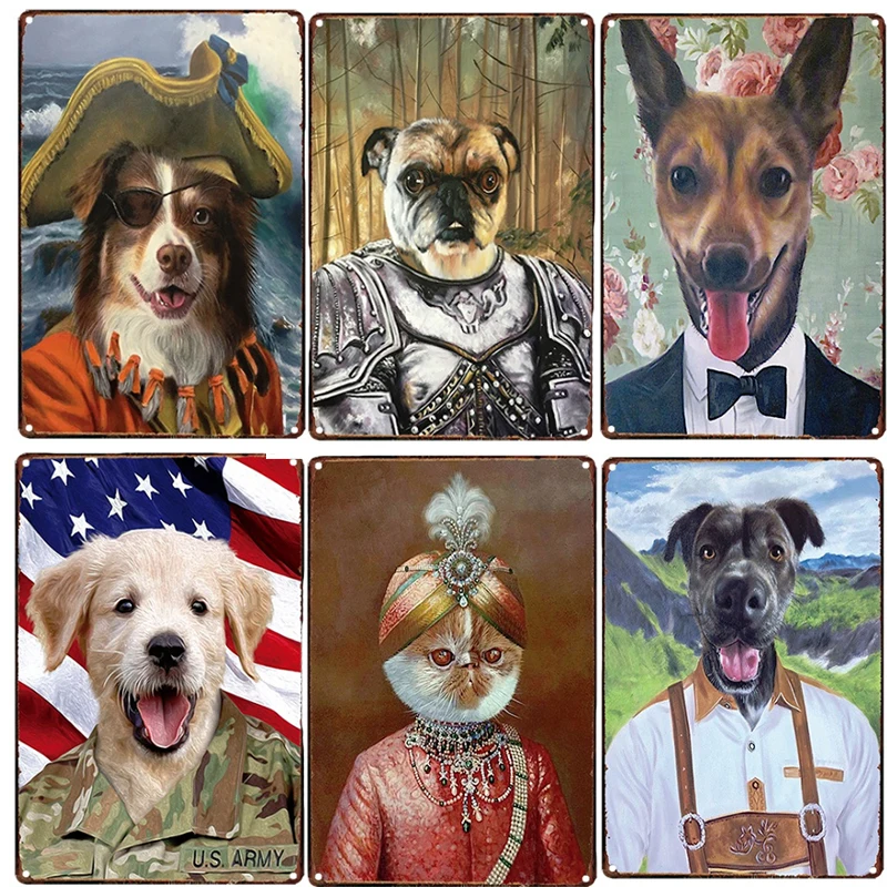 

Dressed Dog Vintage Metal Tin Poster For Bedroom Wall Decoration Pet Dog Shabby Chic Tin Poster