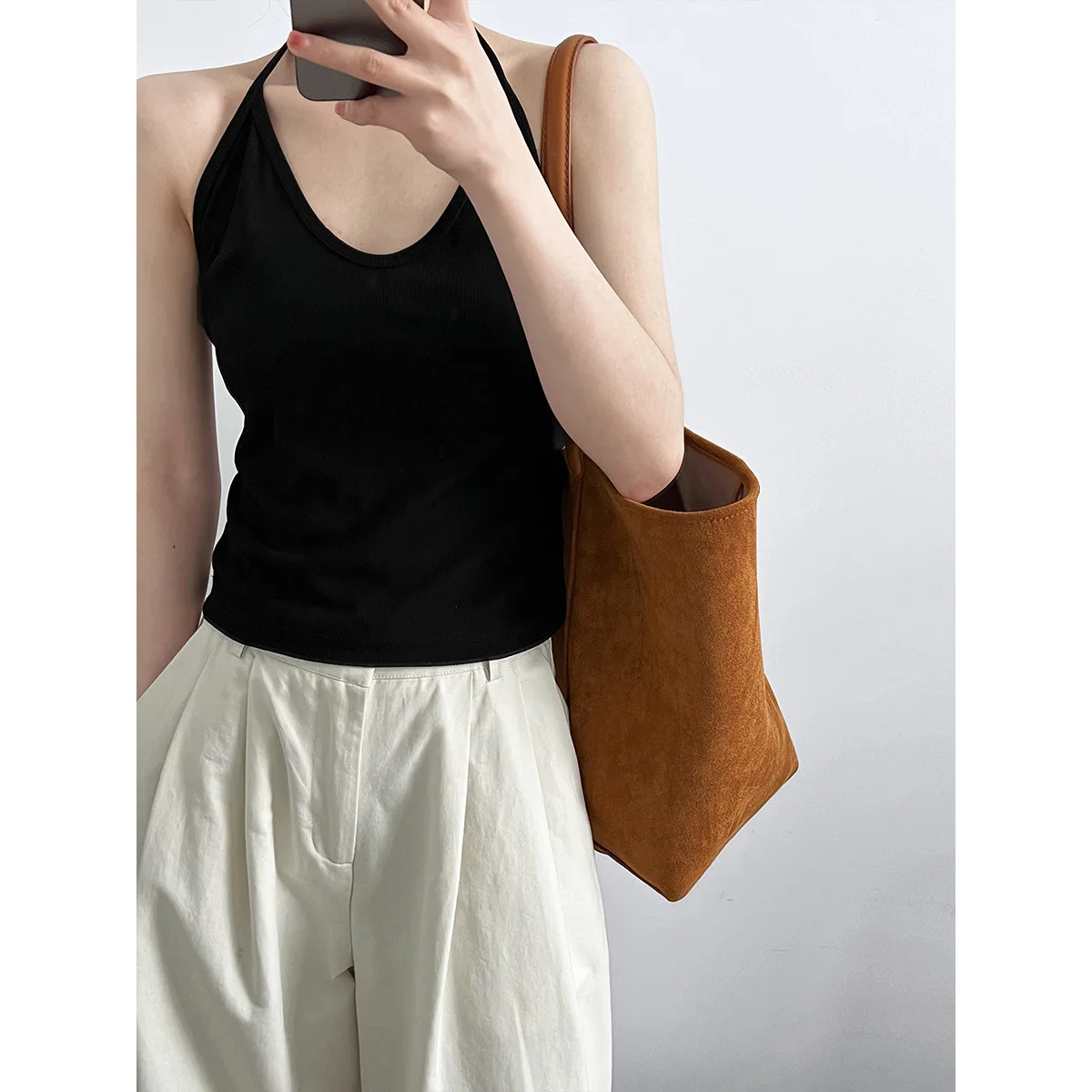 

Tie-Neck Halter Cami Top - Women's Sexy Backless Tanks & Camis for Layering or Alluring Casual Wear