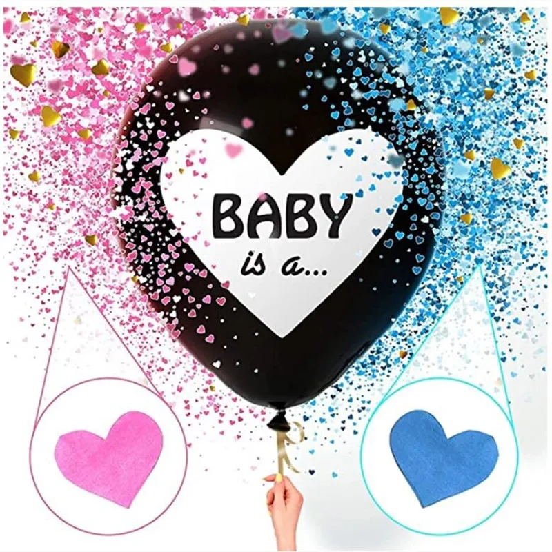 

Black Latex Balloon Boy or Girl Gender Reveal Ballon 36inch Balloon with Confetti for Baby Shower Gender Reveal Party Decoration