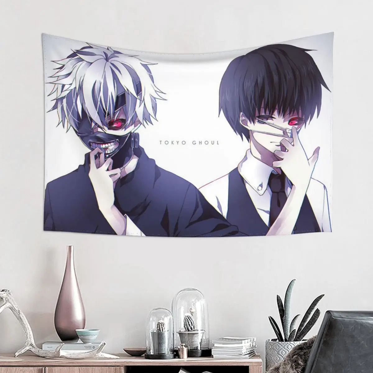 

Tokyo Ghoul Tapestry Wall Hanging Hippie Polyester Tapestry Ken Kaneki Anime Bohemian Throw Rug Blanket Room Decor 95x73cm