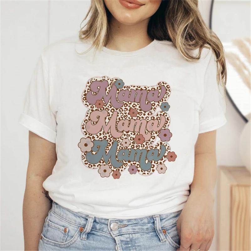 

Футболка женская на день матери, милая модная простая, смешной мультяшный принт с надписью, в стиле Харадзюку, летняя